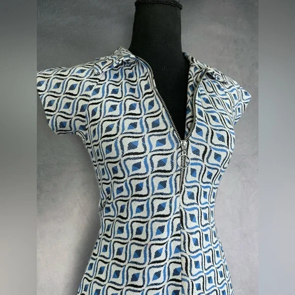 Urban outfitters blue retro quarter zip mini dress size xs - Picture 5 of 6